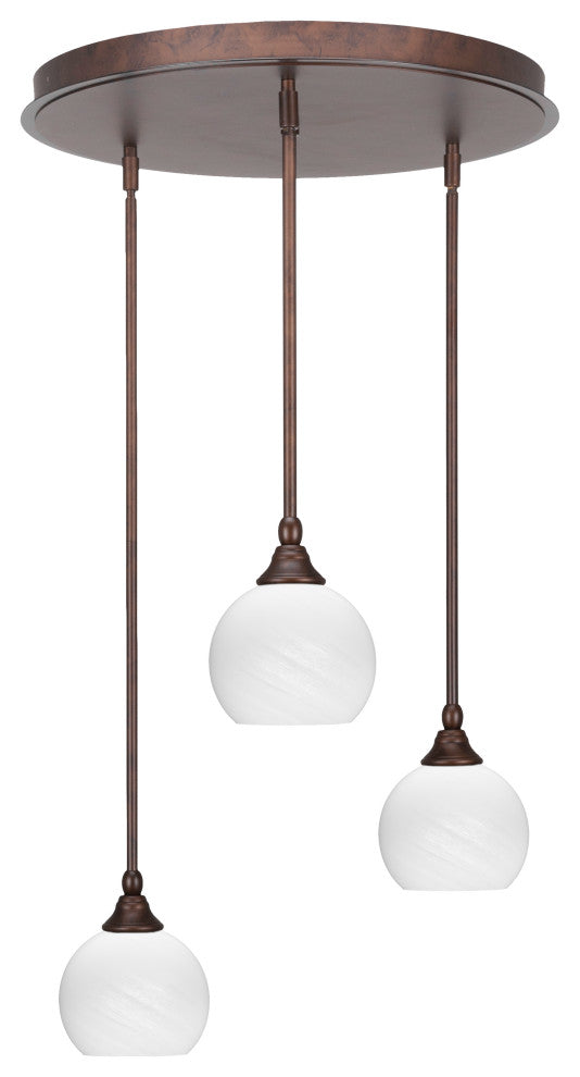 Empire 3-Light Cluster Pendalier, Bronze/White Marble