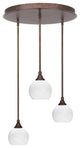 Empire 3-Light Cluster Pendalier, Bronze/White Marble