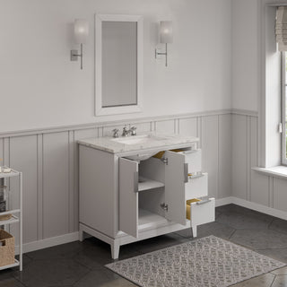 Elizabeth 36" Single Sink Carrara White Marble Vanity, Pure White