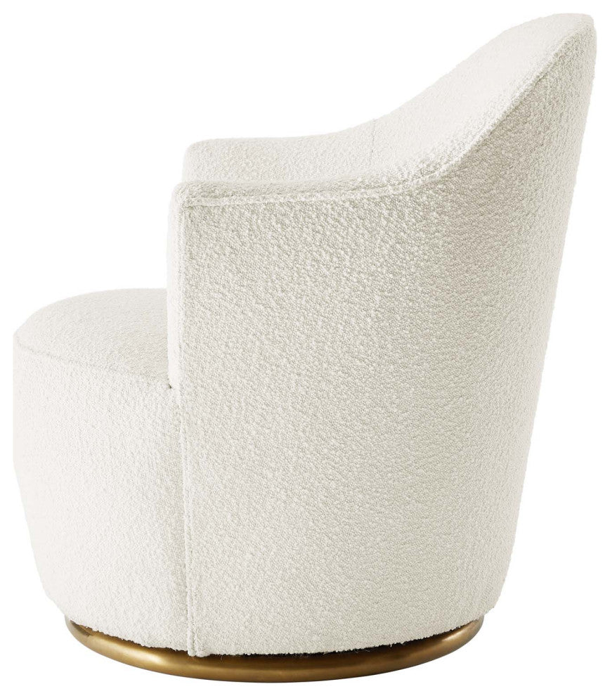 Armchair Swivel Accent Chair, White, Fabric, Modern, Lounge Hotel Hospitality