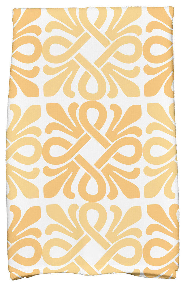 18x30" Tiki Square, Geometric Print Hand Towels, Yellow
