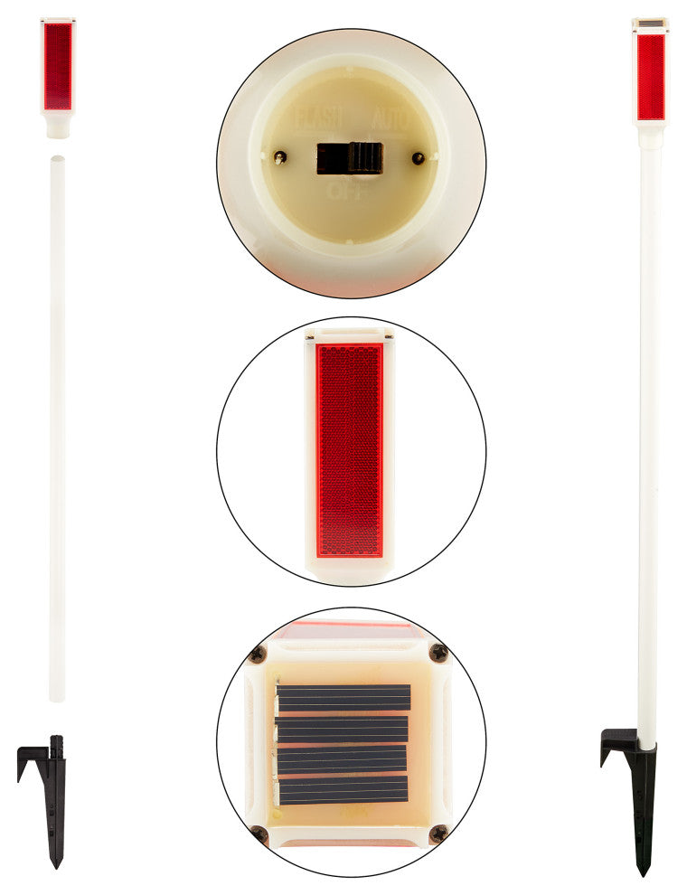 43"H Driveway Markers with Solar-Powered Red LED Lights - Set of 2