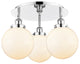Canton-3 Light 20" Flush Mount-Polished Chrome, Matte White Glass Shade