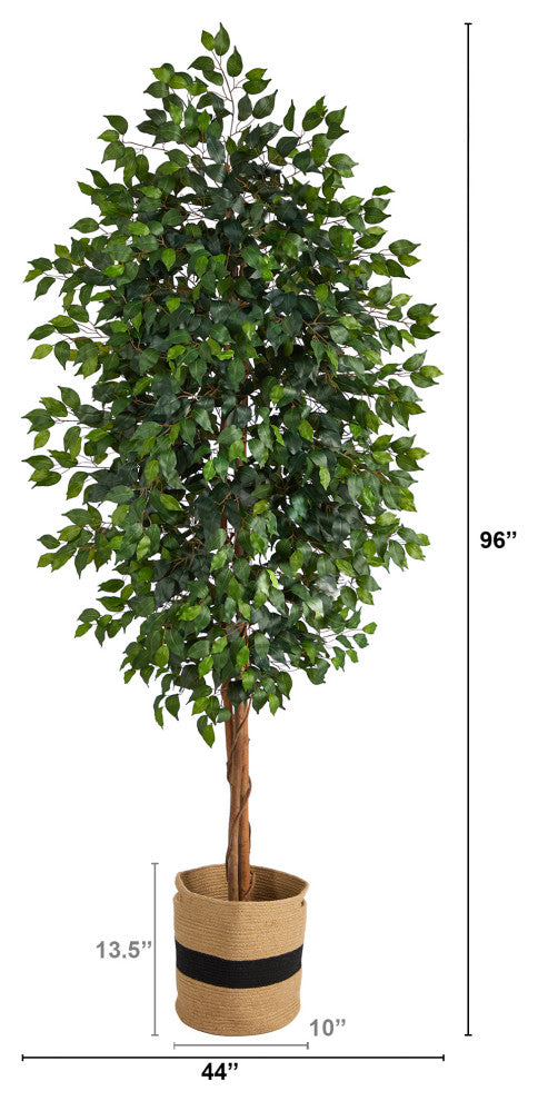 Nearly Natural T2902 8 Ficus Artificial Tree in Handmade Natural Cotton Planter