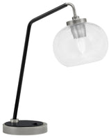 1-Light Desk Lamp, Graphite/Matte Black Finish, 7" Clear Bubble Glass