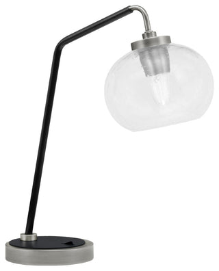 1-Light Desk Lamp, Graphite/Matte Black Finish, 7" Clear Bubble Glass
