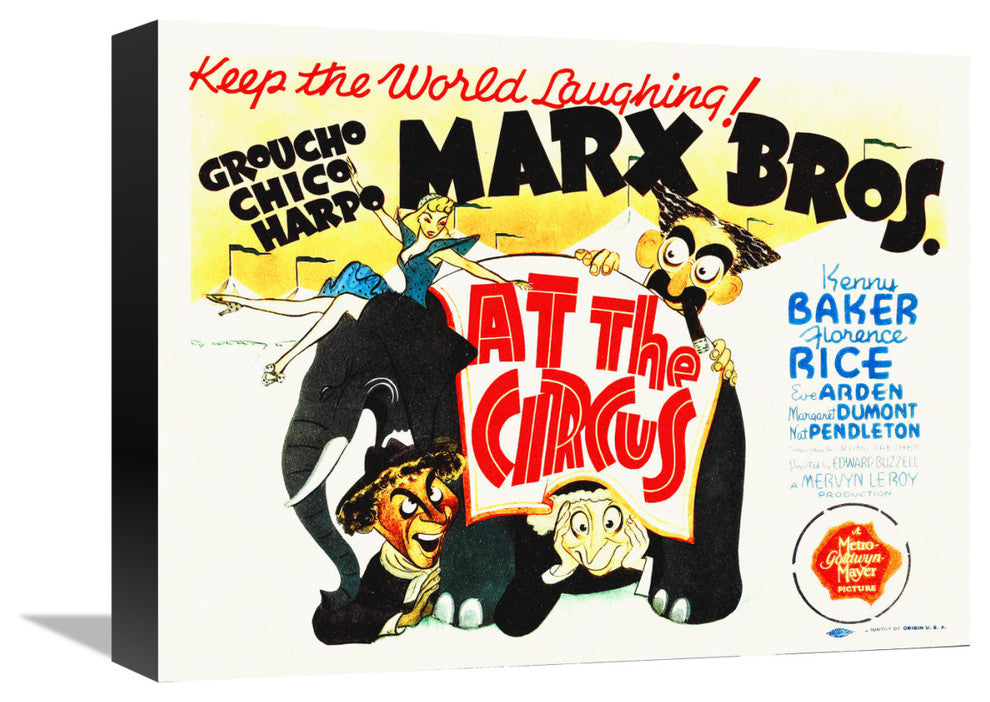 "Marx Brothers - At the Circus 02" Canvas Giclee, 16"x12"