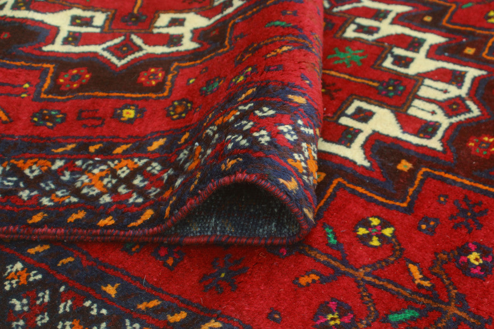 Fine Vintage Distressed Nina Red/Navy Runner, 3'3x8'10