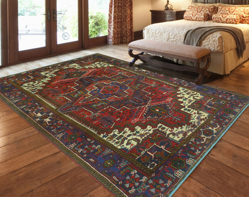 Fine Vintage Distressed Wilfred Rust/Navy Rug, 8'1x11'2
