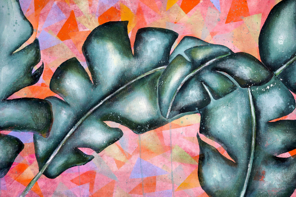 Wall tapestry, tapesrty wall hanging, banana leaf art, tropical art, botanical