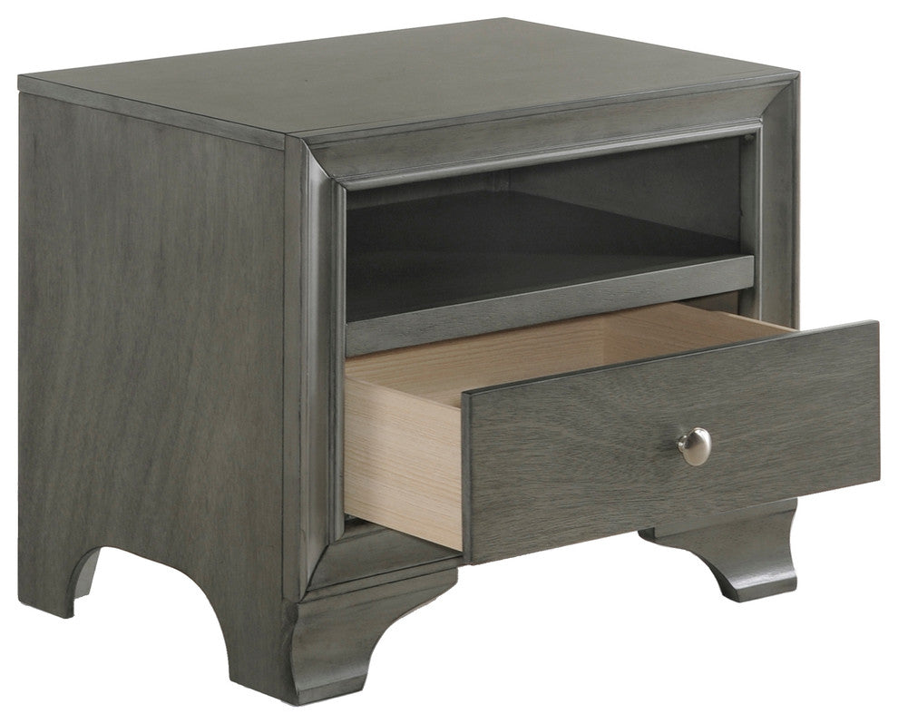 Brandon Collection 1-Drawer Nightstand, Gray Oak