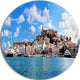 Panorama Of Ibiza Spain, Cityscape Photo Round Wall Art, 11"