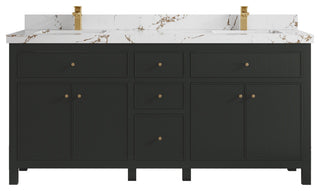Sonoma 72" Double Sink Bath Vanity in Black Top, 2"  Viola Brown
