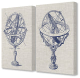 Armillary Sphere Diagram Illustrations 2-Piece Canvas Wall Art Set, 16"x20"