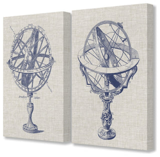Armillary Sphere Diagram Illustrations 2-Piece Canvas Wall Art Set, 16"x20"
