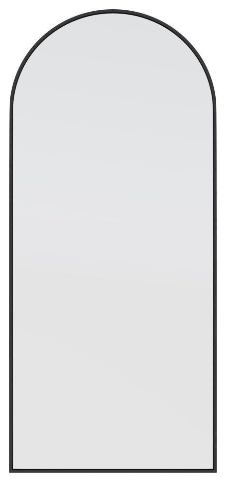 30" W X 67" H Arch Leaner Dressing Stainless Steel Framed Mirror, Black