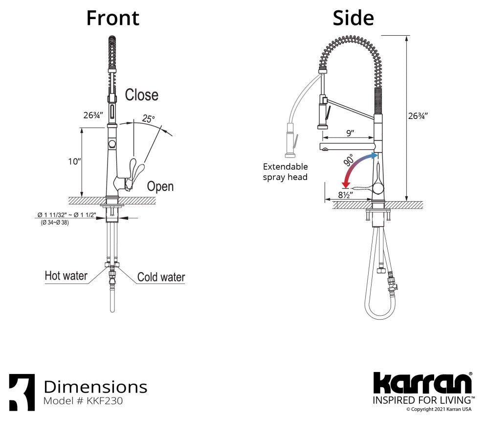 Karran Tumba Single-Handle Pull-Down Sprayer Kitchen Faucet, Chrome