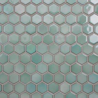 Hudson Due 2" Hex Mint Green Porcelain Floor and Wall Tile