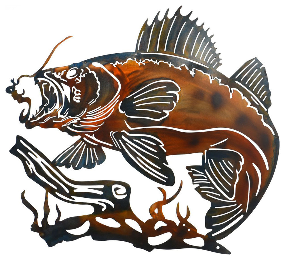 Laser Cut and Heat Colored-Metal Wall Art-Fish-32" x 28"
