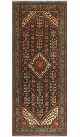 Fine Vintage Distressed Talha Charcoal/Red Runner, 3'8 x 9'4