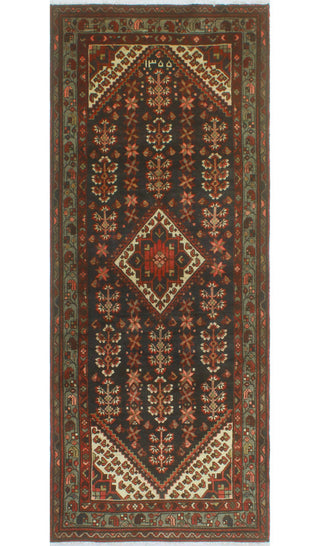 Fine Vintage Distressed Talha Charcoal/Red Runner, 3'8 x 9'4