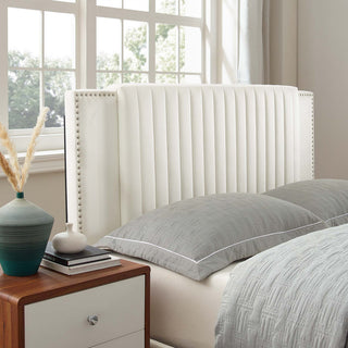 Zahra Channel Tufted Performance Velvet Full Platform Bed, White