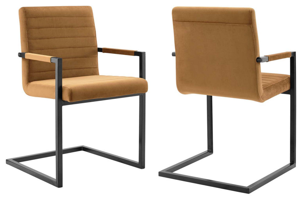 Savoy Performance Velvet Dining Chairs - Set of 2-Cognac
