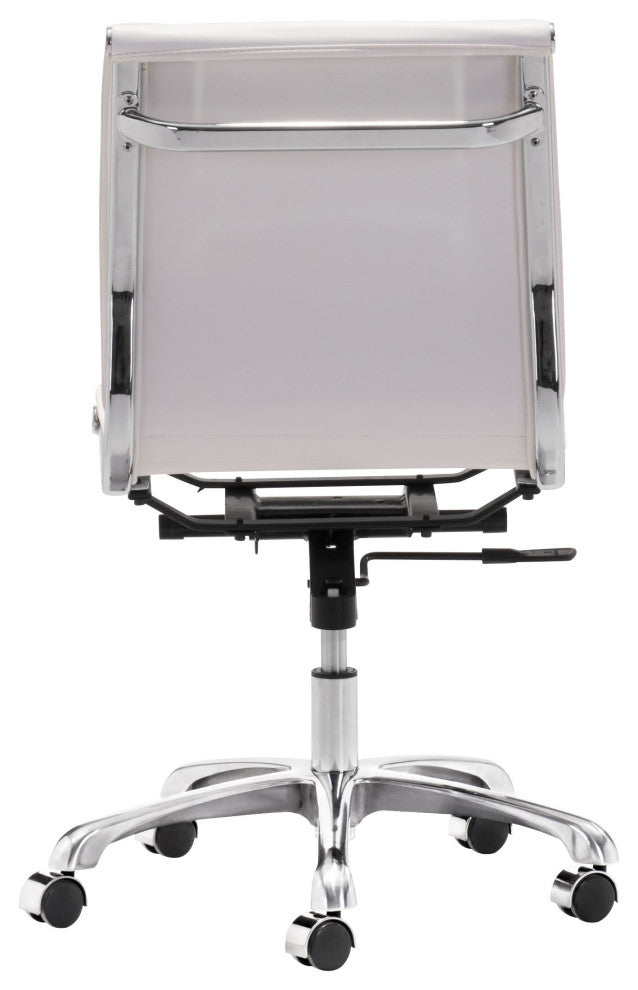 White Faux Leather Armless Executive Rolling Office Chair