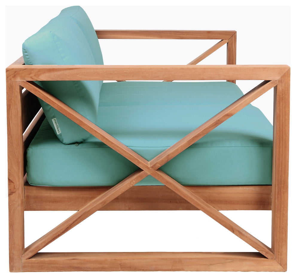 Anguilla Waterproof Fabric Upholstered Outdoor Loveseat, Blue