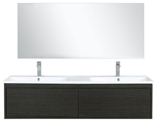 Sant 60 Iron DB Vanity, Acrylic Top With Sinks, Gun Metal Faucet Set, 55 Mirror