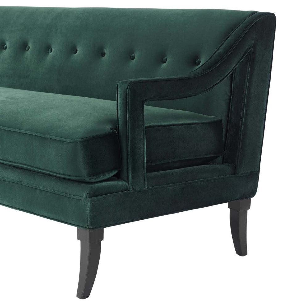 Sofa Armchair Set, Set of 2, Green, Velvet, Modern, Mid Century Hotel Lounge