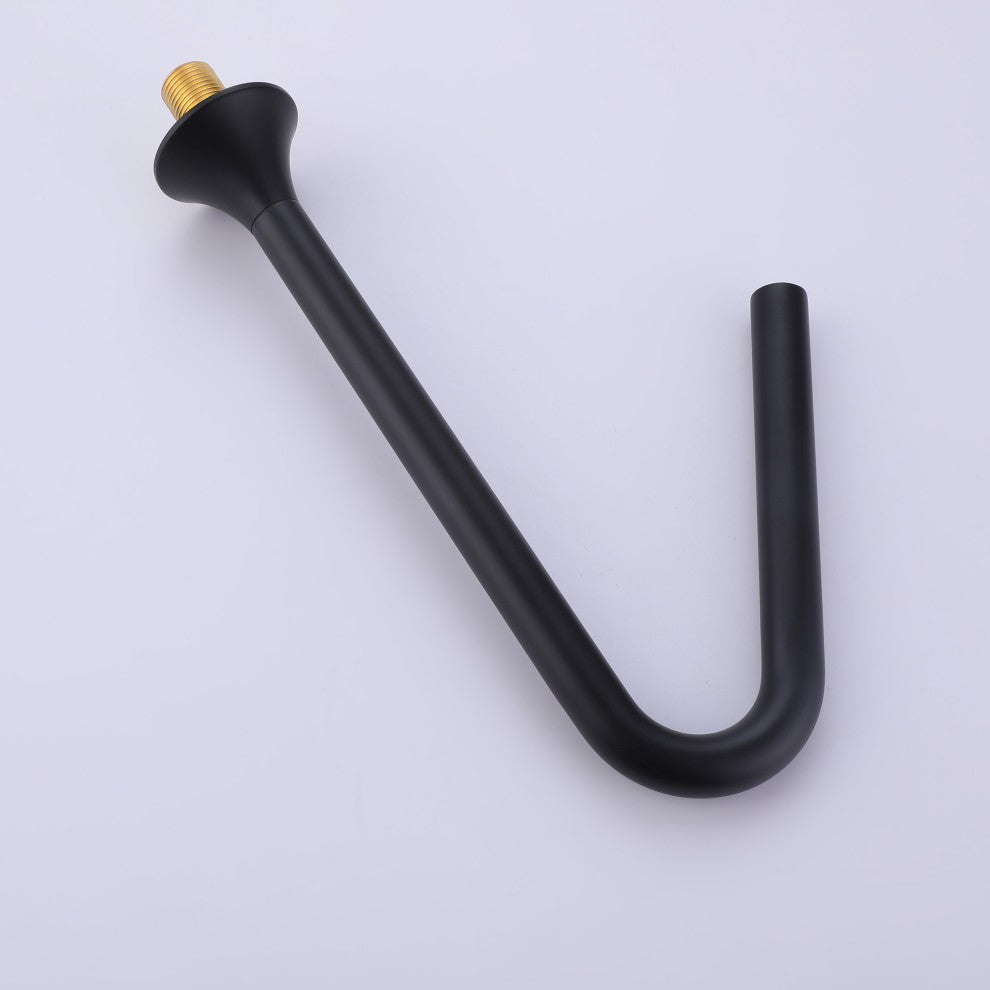 Deck Mounted Dual Cross Handles Bathroom Sink Faucet, Matte Black