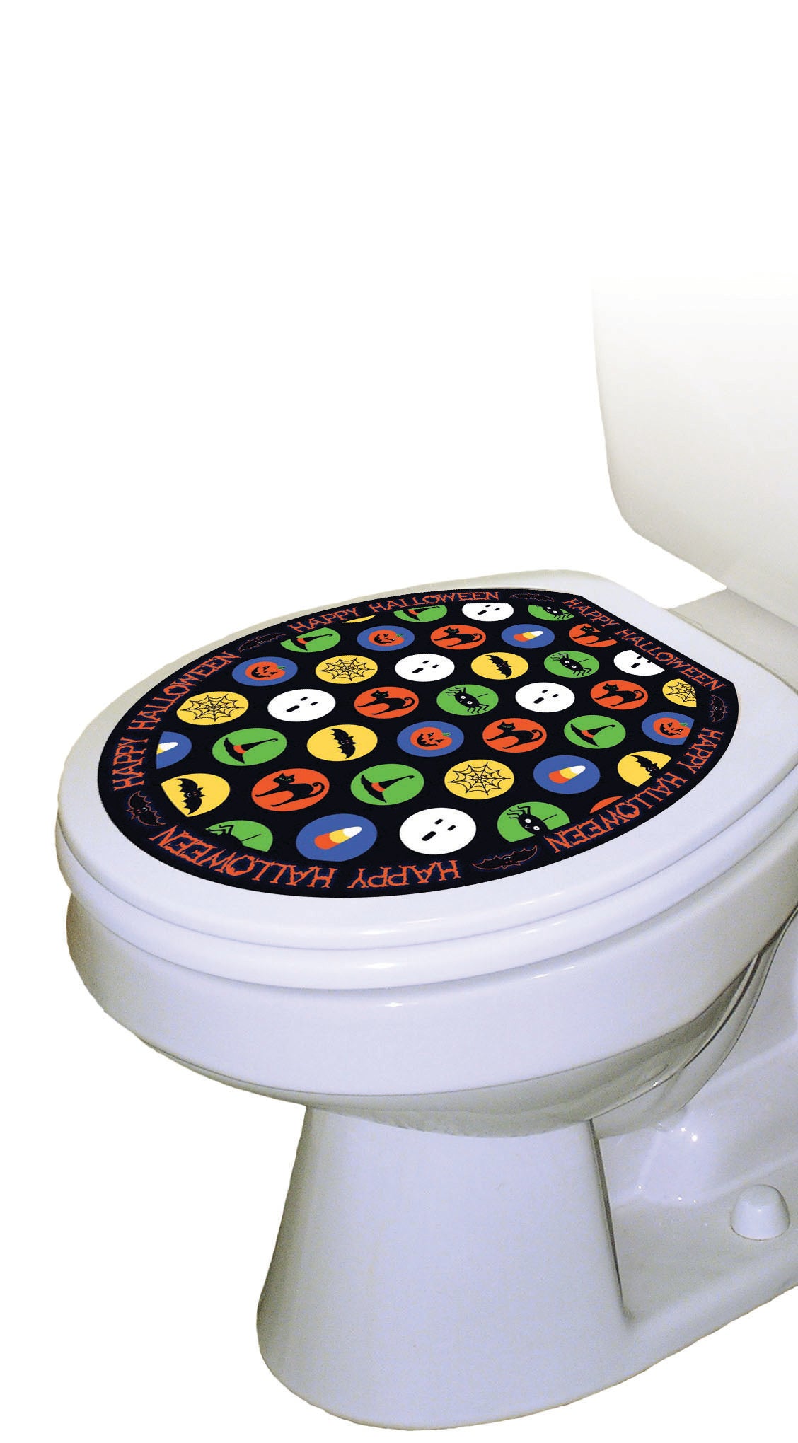 Boo-ka-dots Toilet Tattoos Seat Cover, Vinyl Lid Decal, Halloween Decor, Round