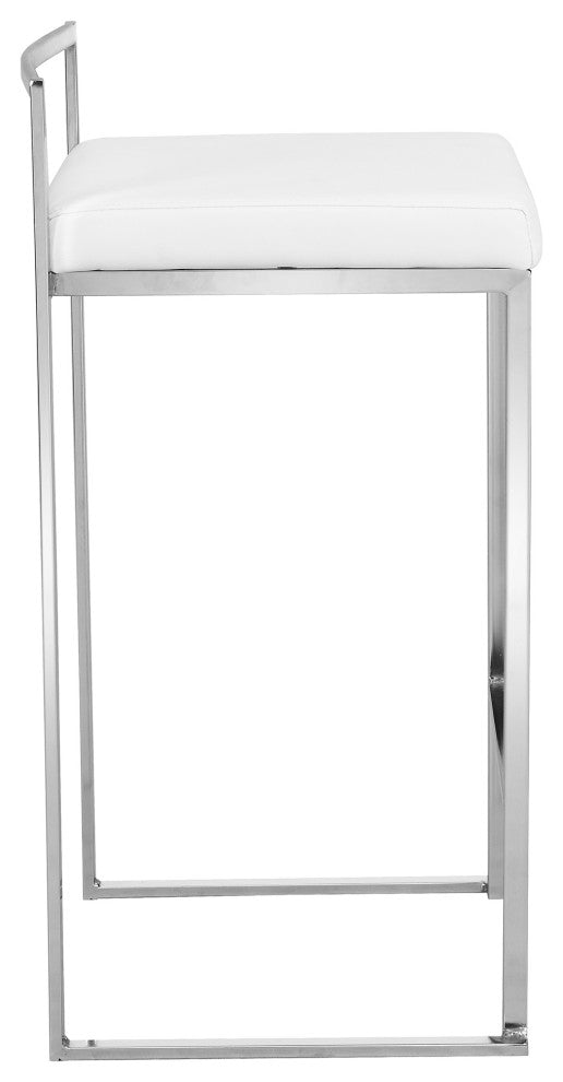 Lucien 25.25" Upholstered Counter Stool, Soft Gray/Chrome
