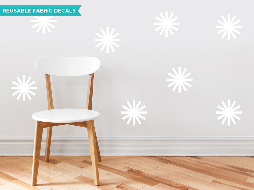 Starburst Fabric Wall Decals, Set of 8, White