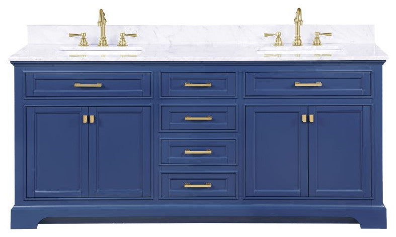 Design Element Milano 72" Blue Double Rectangular Sink Vanity