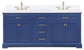 Design Element Milano 72" Blue Double Rectangular Sink Vanity