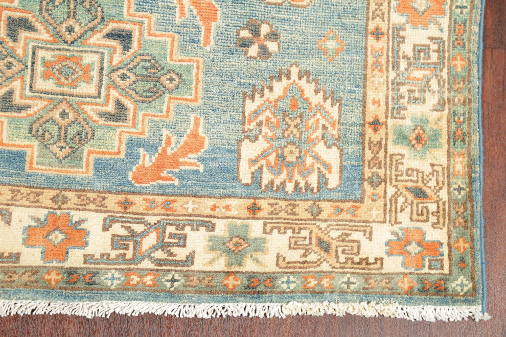 Faded Oriental Traditional Hand Made Pakistani Area Rug, Blue, 5'1"x3'4"