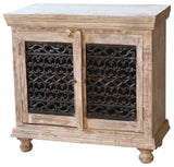 36" Solid Wood Base 2 Iron Lace Doors Accent Server Cabinet