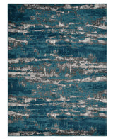 MACHINE MADE HEATSET POLYPROPYLENE AREA RUGS -Silver Blue Color,Abstract Design, [Rectangle] 4'x6'