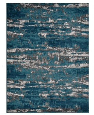MACHINE MADE HEATSET POLYPROPYLENE AREA RUGS -Silver Blue Color,Abstract Design, [Rectangle] 4'x6'