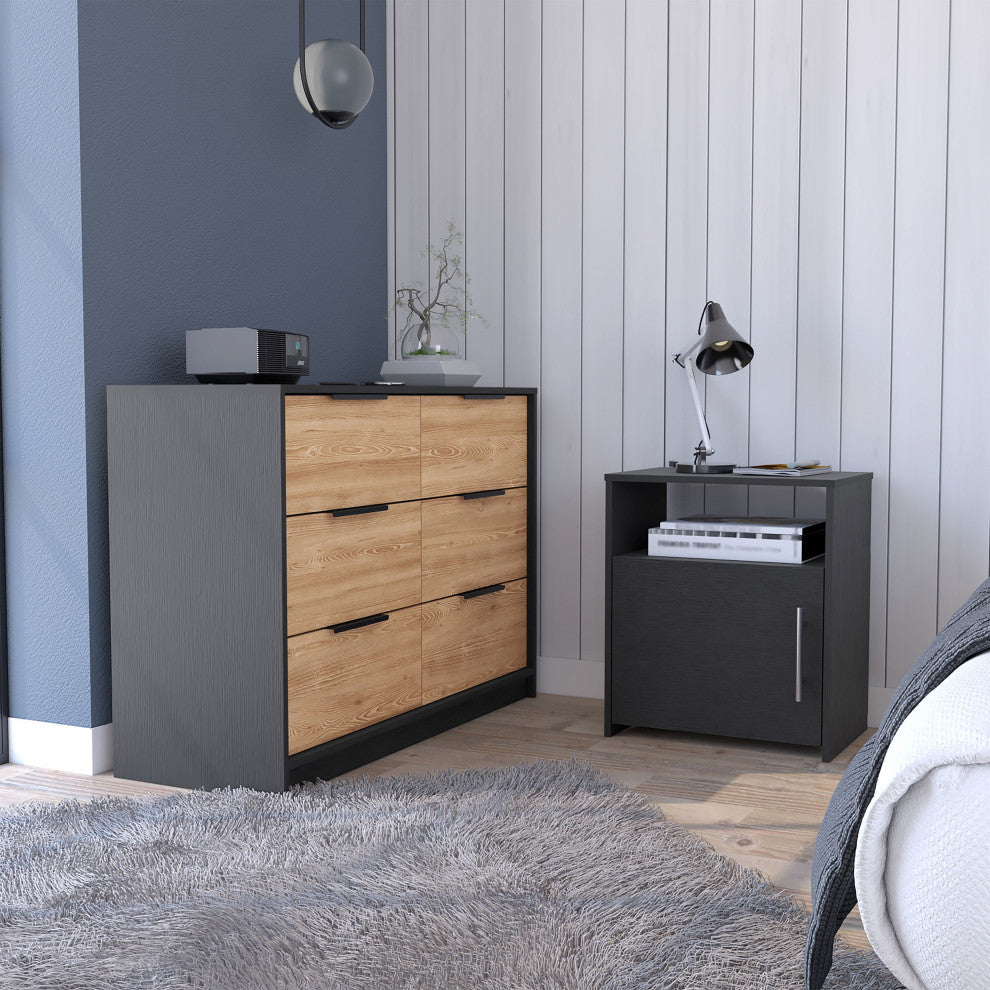 DEPOT E-SHOP Bangor 2 Piece Bedroom Set, Drawer Dresser and Nightstand