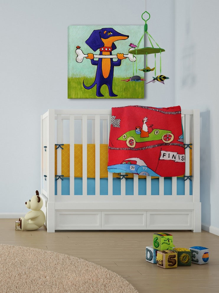 Marmont Hill, "Give a Dog a Bone" by Janet Nelson Print on Wrapped Canvas, 18x18