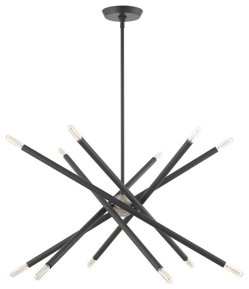 Livex Lighting Soho 12 Light Scandinavian Gray, Brushed Nickel Chandelier
