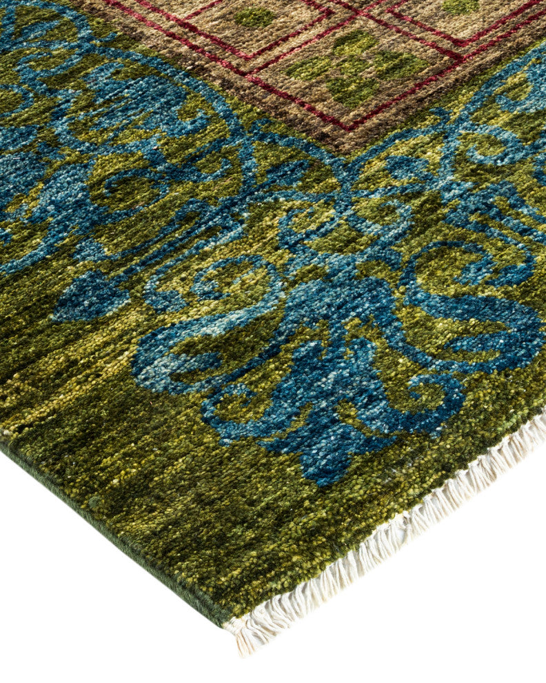 Suzani, One-of-a-Kind Handmade Area Rug Green, 22' 6" x 12' 2"