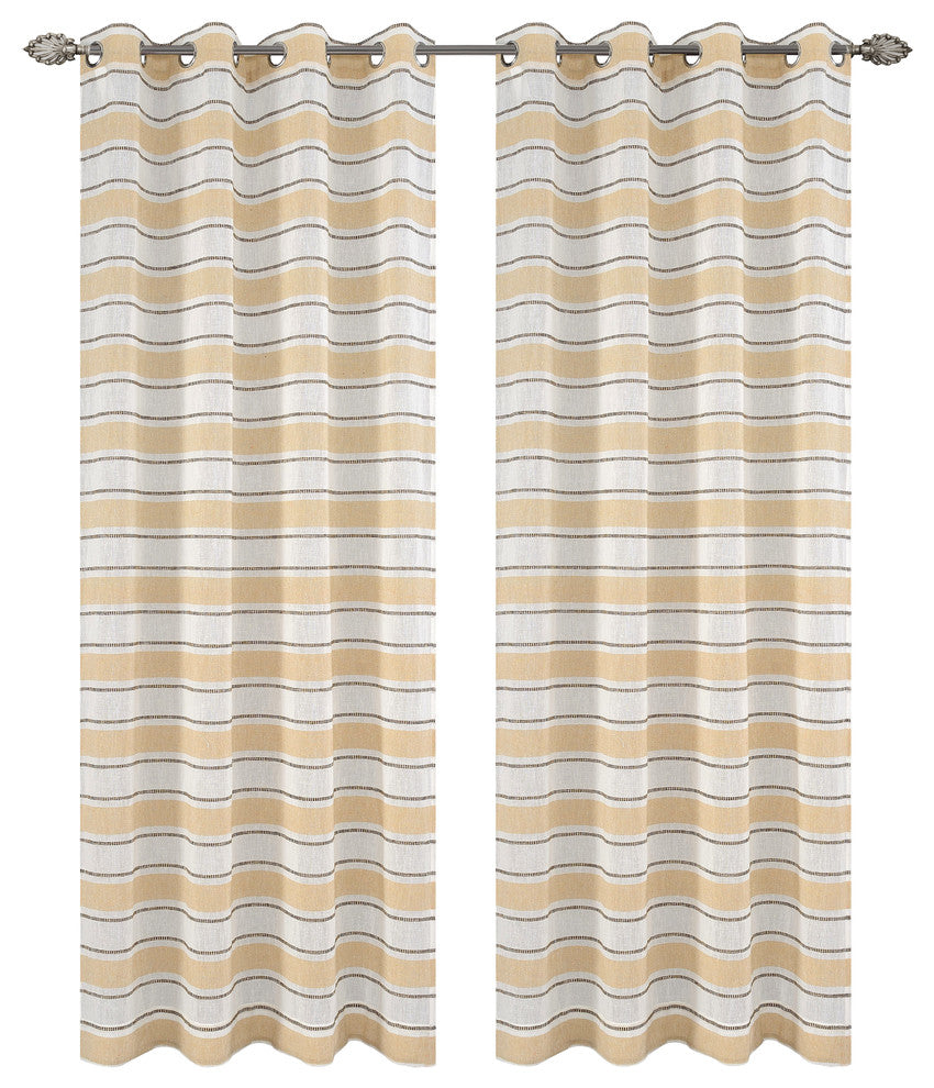 Deneuve Drapery Curtain Panels with Grommets, Gold