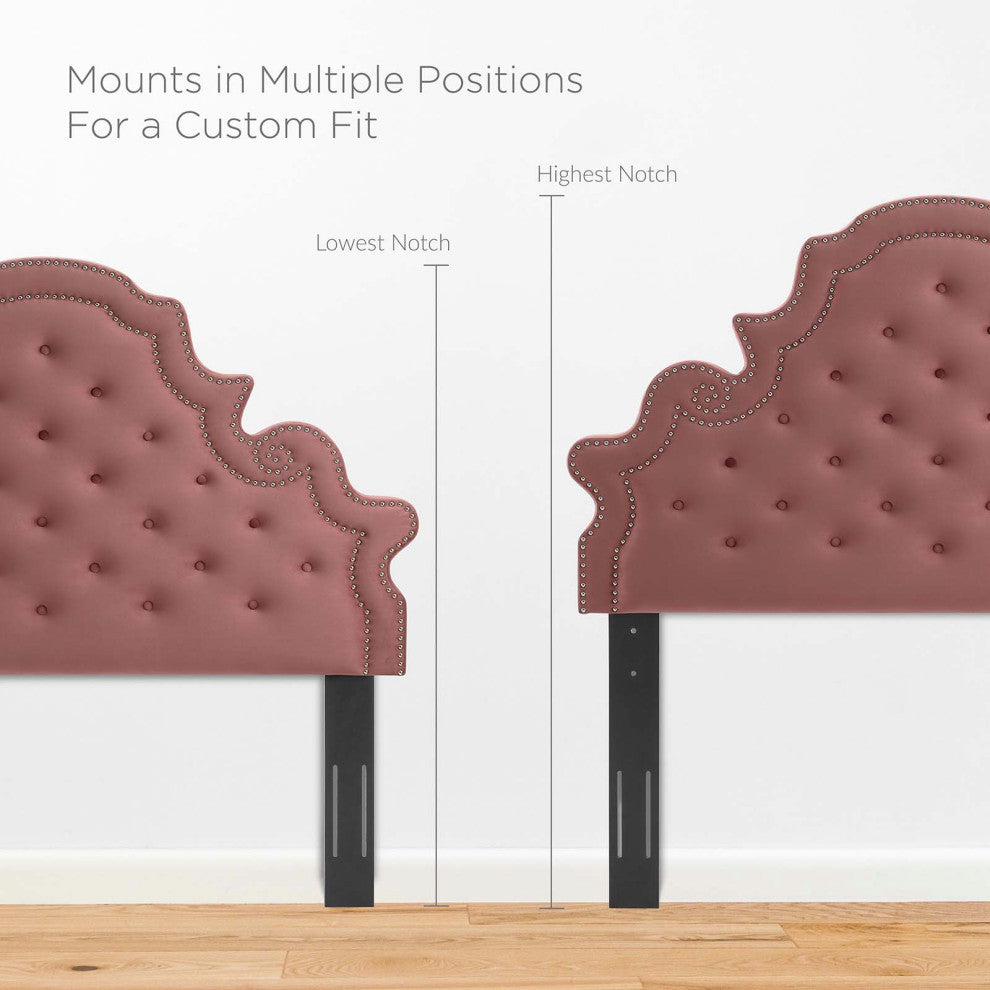 Diana Tufted Performance Velvet King/California King Headboard Dusty Rose