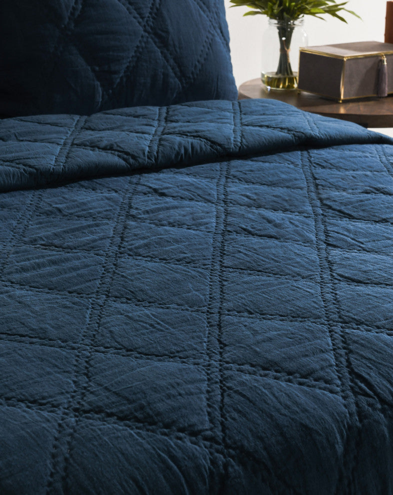 Casi 100% Belgian Flax Linen  Midnight Blue Euro Sham by Kosas Home