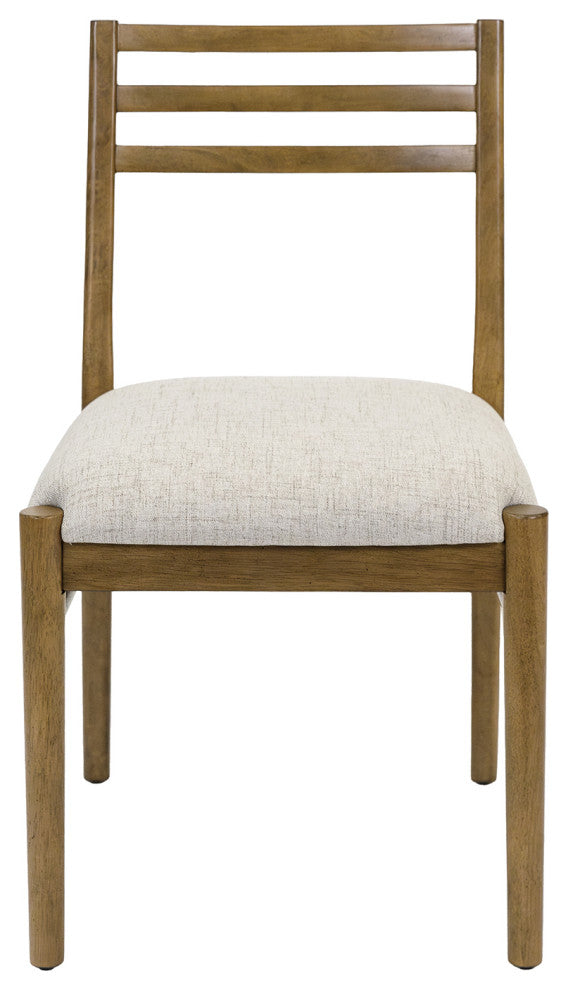 Two Wood Modern Slat Back Chairs, Set of 2, Brown