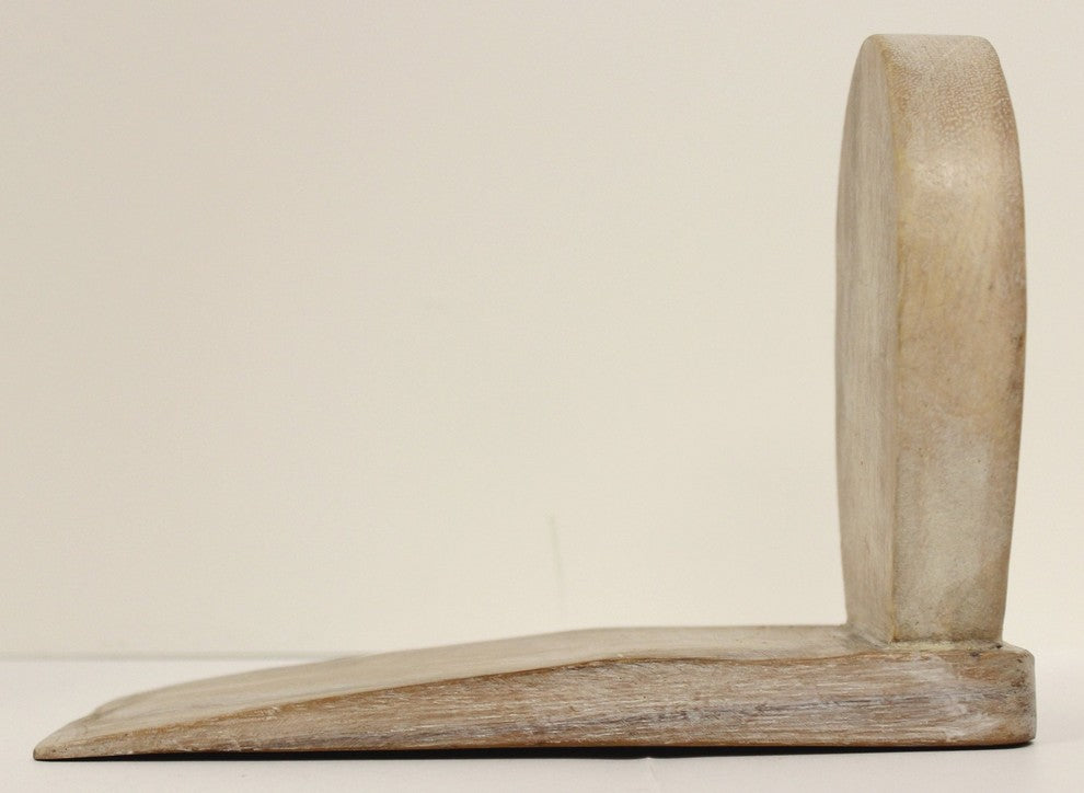 Coastal Coral Seahorse Door Stop Carved Wood Whitewashed